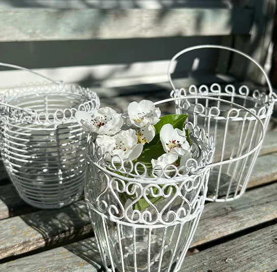 Teelicht zum Hängen oder Vase weiß – 3 Varianten