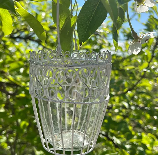 Teelicht zum Hängen oder Vase weiß – 3 Varianten – Bild 5