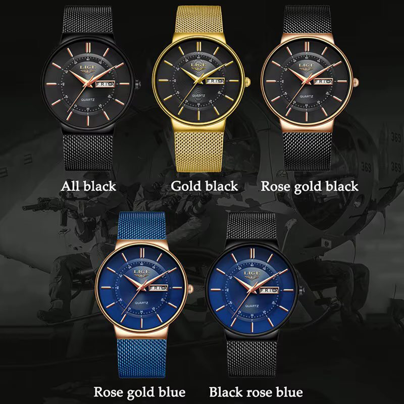 Luxus Männer Uhren wasserdicht ultra dünn mit Stahlband Casual Quarzuhr Männer Sport Armbanduhr Mann – Bild 6