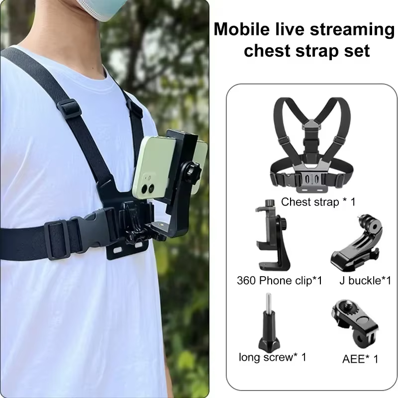 5-in-1 Montagehalter für Mobiltelefone: Brustgurt für optimale Videoaufzeichnung aus der Ersten-Person-Perspektive – Bild 5