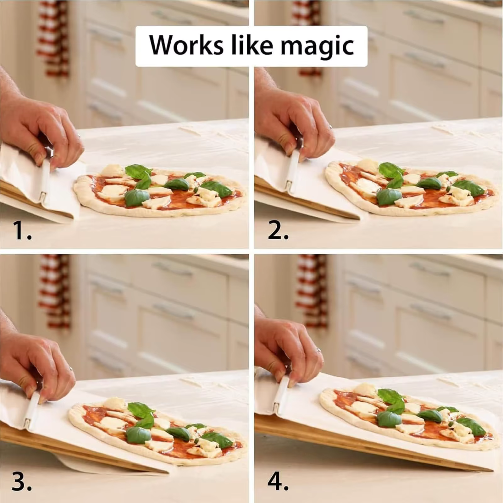 Schiebe-Pizza-Schaufel, Pala-Pizza-Scorrevole, Pizza-Schaufel, der die Pizza perfekt überträgt, spülmaschinenfester Pizzaschieber, Pizza-Pfannenwender-Paddel für Öfen – Bild 6