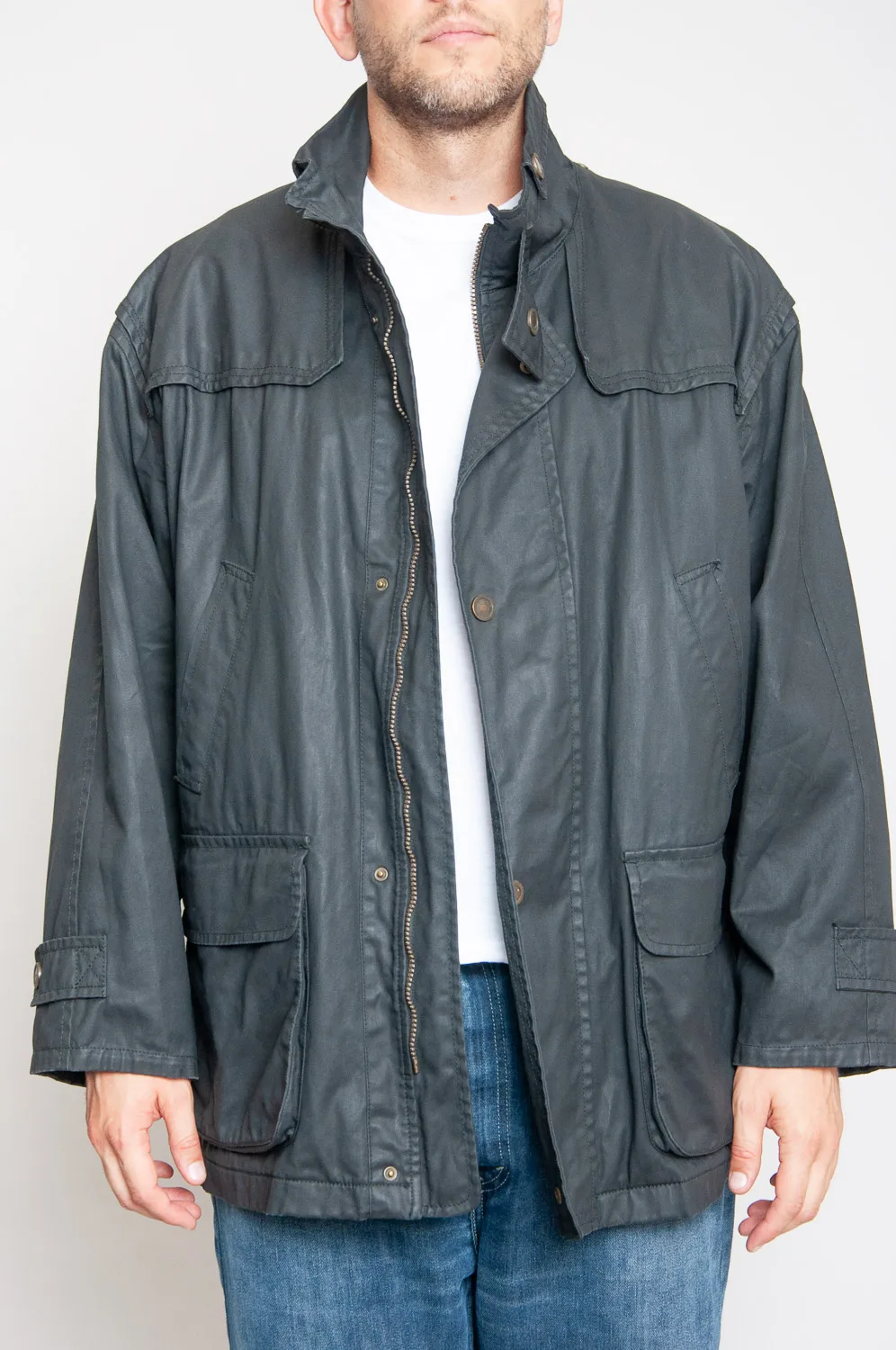 Wachsjacke Mit Zip Dunkelgrau