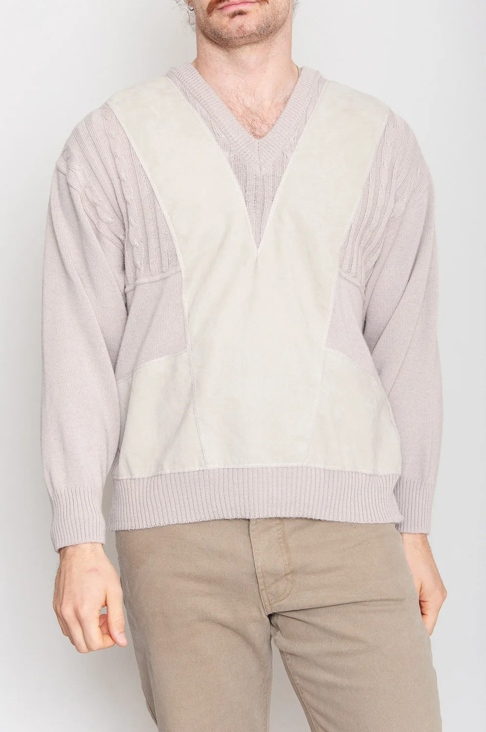 Walbusch Strickpullover Mit Faux Ledereinsatz