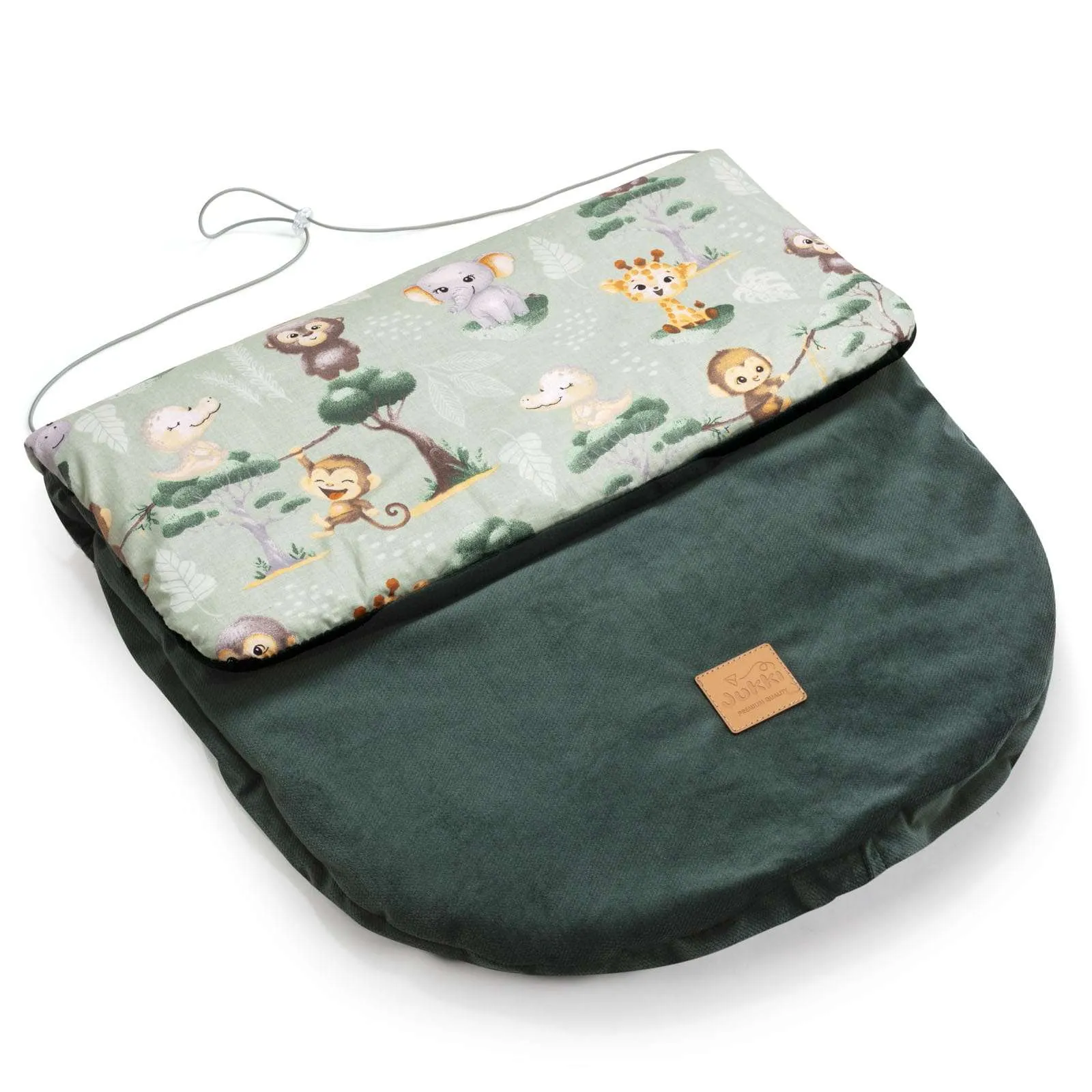 Tropical Animals & Bottle Green Velvet Fußsack für Autositz und Kinderwagen – Bild 3