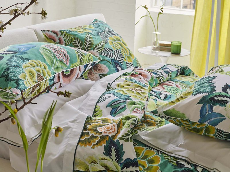 DESIGNERS GUILD Bettwäsche ROSE DE DAMAS JADE, 140 x 200, 70 x 90 (österreichische Größe)