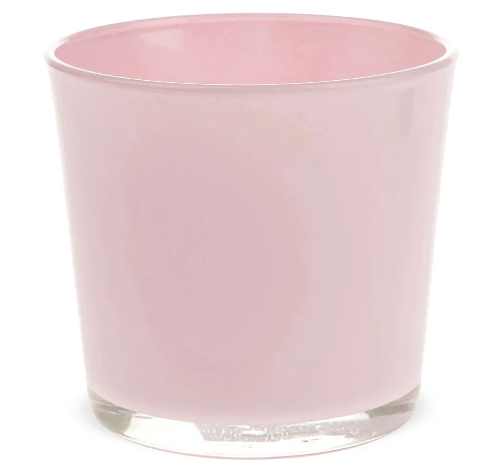 Glastöpfe Pflanzgefäße Teelichtgläser rund Übertöpfe Glas rosa 1 Stk in 2 Größen