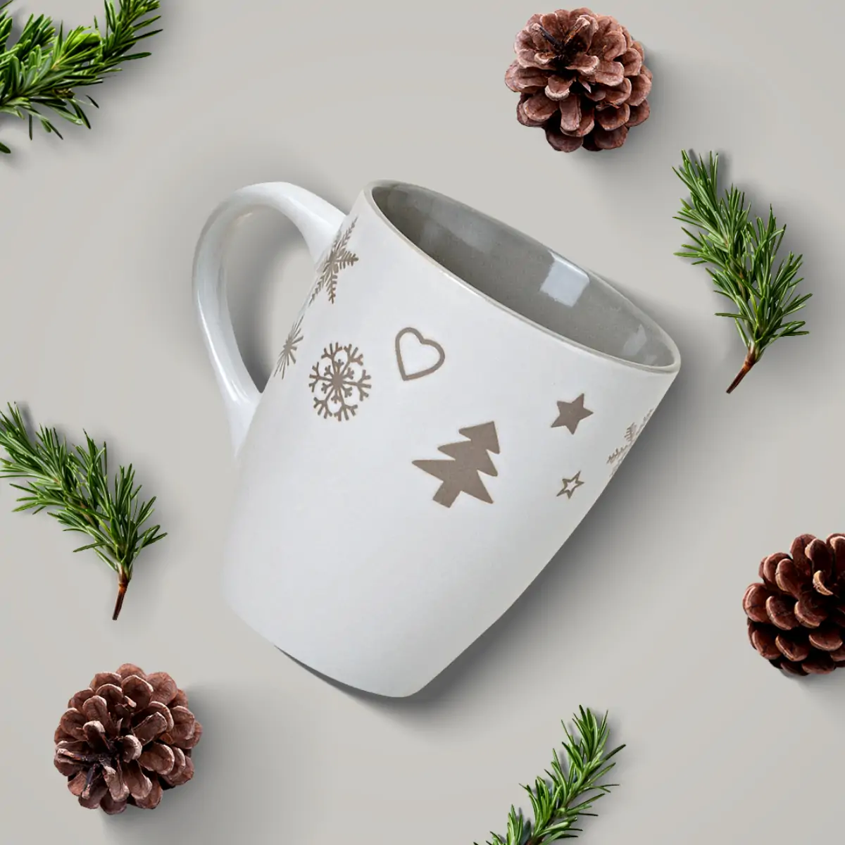 Tassen Becher Kaffeebecher 36 Stk. Weihnachtsdekor grau / weiß 300 ml – Bild 6