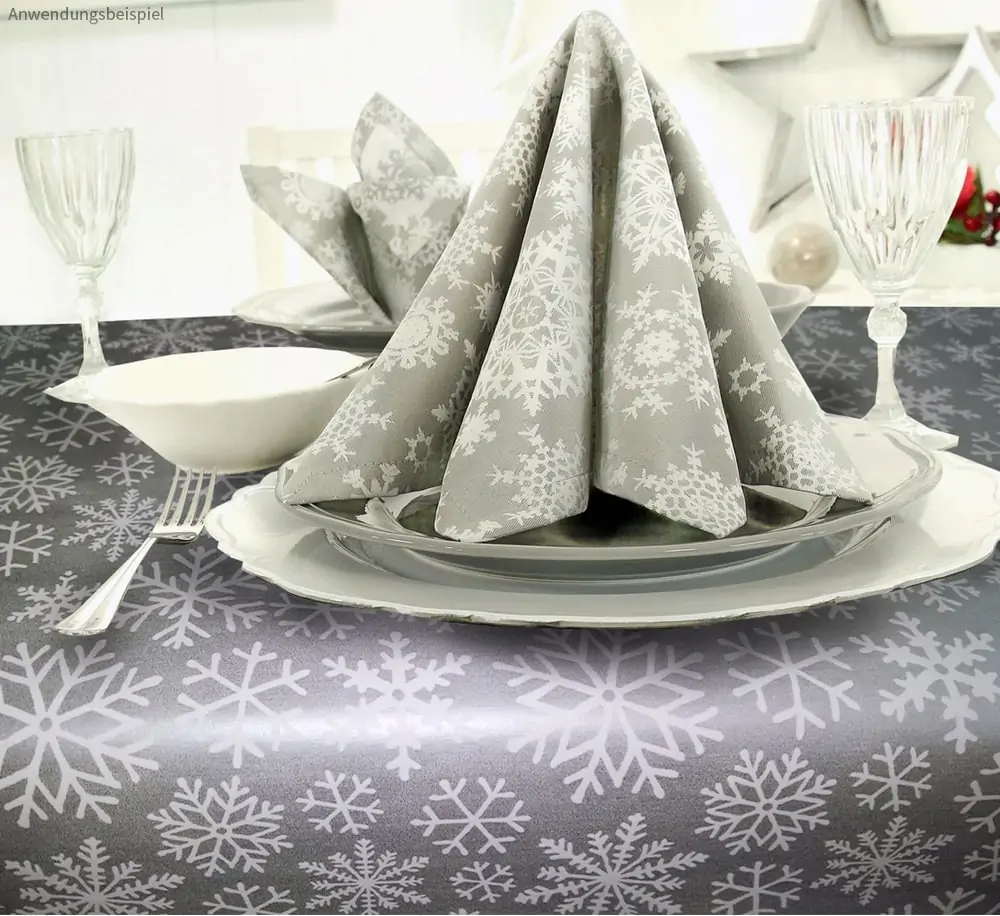 Tischdecken SCHNEEFLOCKEN Weihnachten Wachstuch 1 Stk 130×160 cm in 3 Farben – Bild 7