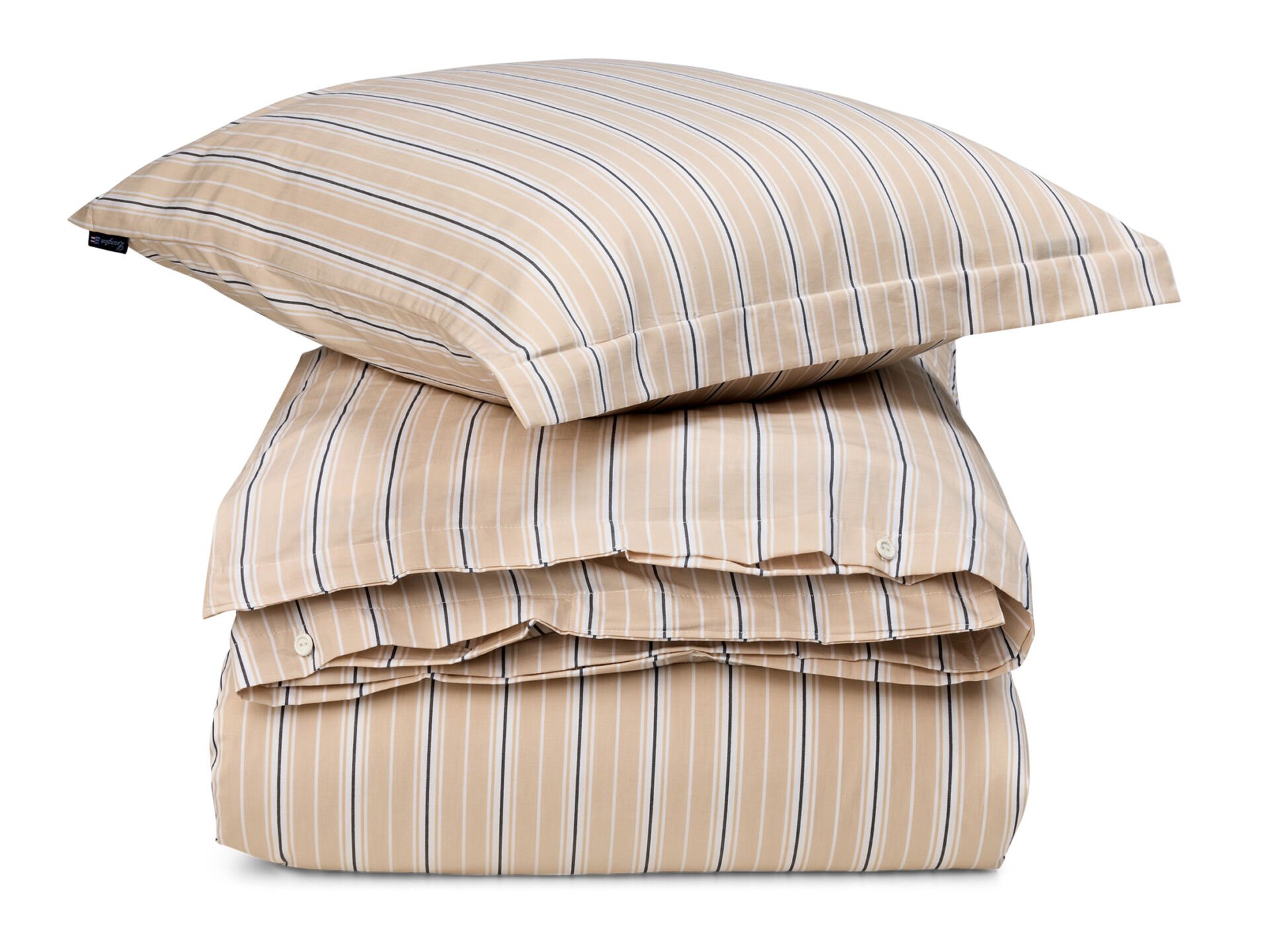 LEXINGTON Bettwäsche BEIGE/WHITE STRIPED COTTON POPLIN BED SET, 135 x 200, 80 x 80