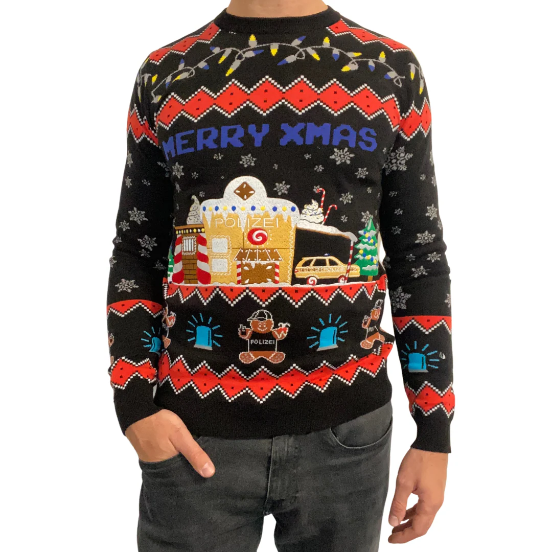 Police Gingerbreadhouse Xmas Sweater Unisex – Bild 3