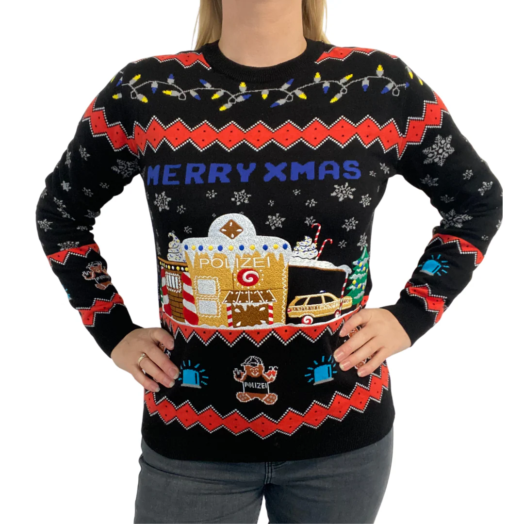 Police Gingerbreadhouse Xmas Sweater Unisex – Bild 4