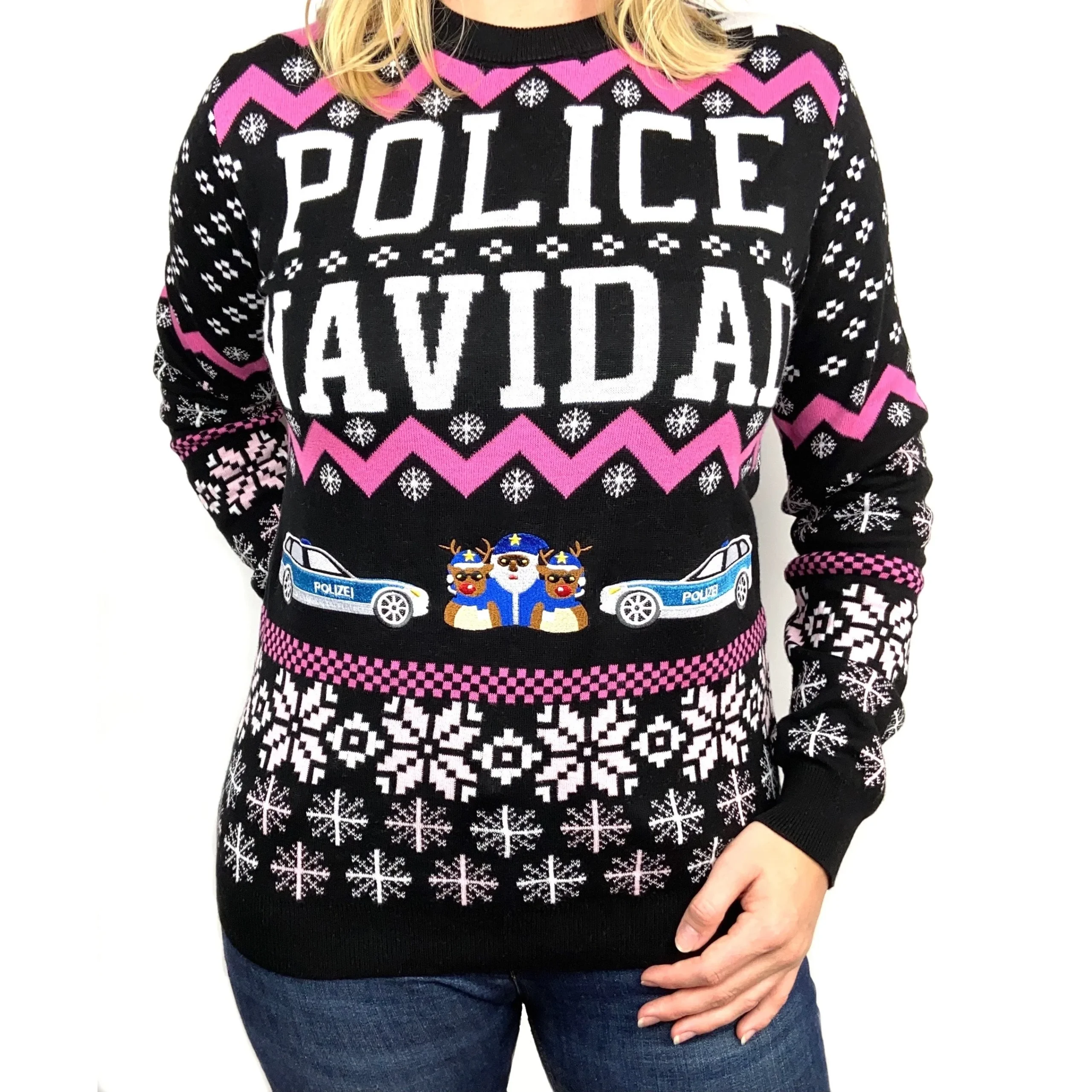 Pink Police Navidad Xmas Sweater